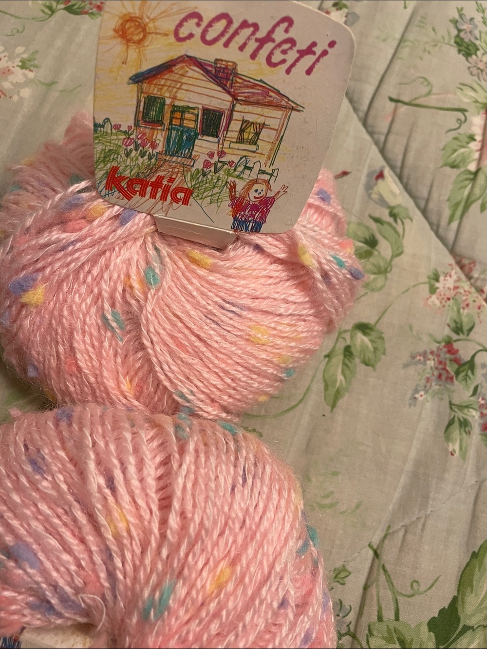 Confeti Pink Speckled Kids Yarn - Soft Pastel Playtime Katia. 2 Skiens